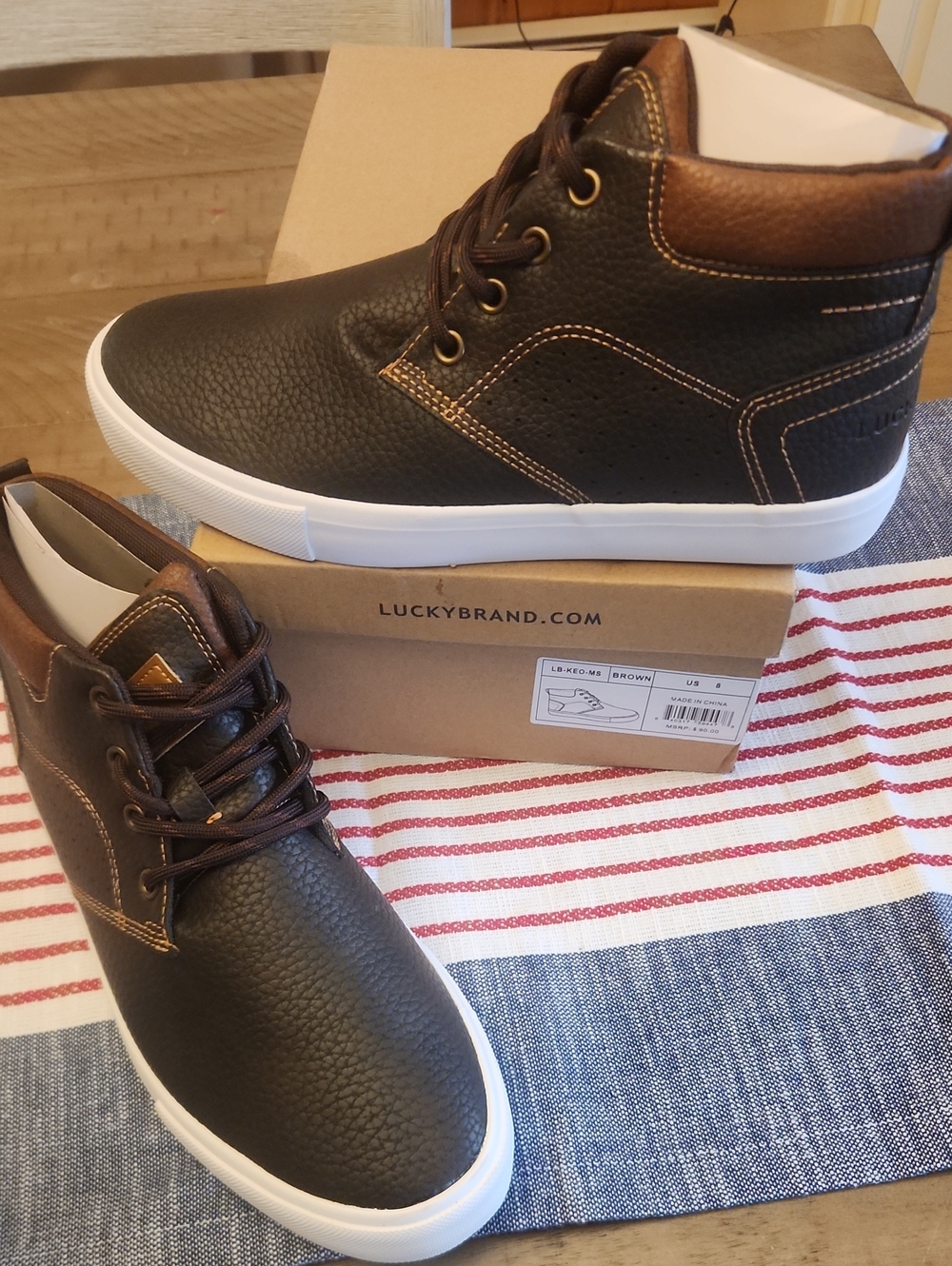 Lucky Brand Dark Brown High-Top Sneakers with Brown Trim